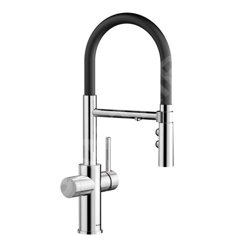 Blanco Catris S - Mitigeur d’évier avec fonction filtrante et bras flexible, chrome/noir 526705