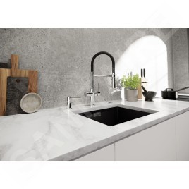 Blanco Catris S - Mitigeur d’évier avec fonction filtrante et bras flexible, chrome/noir 526705