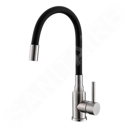 Alveus Mintas - Mitigeur d’évier avec bras flexible, inox brossé / noir 1144432