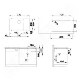 Blanco Subline 700 - Évier en silgranit, 730x460 mm, avec des accessoires, noir 526003