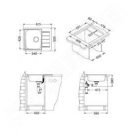 Alveus Line - Évier 615x500 mm, inox 1125356
