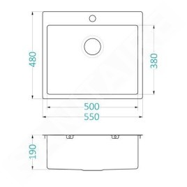 Alveus Quarto - Évier 550x480 mm, inox 1124382