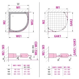 Kermi CADA XS - Cabine de douche 80x80 cm, argent brillant/verre transparent CKP5008020VPK