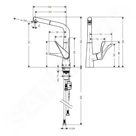 Hansgrohe Metris New - Mitigeur de cuisine 320 avec bec extractible, chrome 14821000