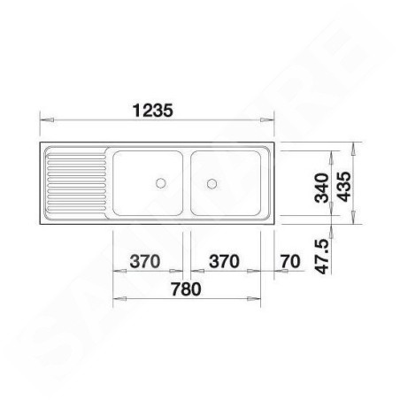 Blanco Top EZS - Évier, 1235x435 mm, inox 500374