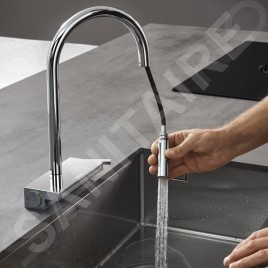 Hansgrohe M81 - Mitigeur d'évier Aquno Select avec bec extractible et jet plat, chrome 73837000