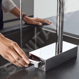 Hansgrohe M81 - Mitigeur d'évier Aquno Select avec bec extractible et jet plat, chrome 73837000