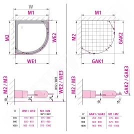 Kermi CADA XS - Cabine de douche 100x100 cm, argent brillant/verre transparent CKP5010020VPK