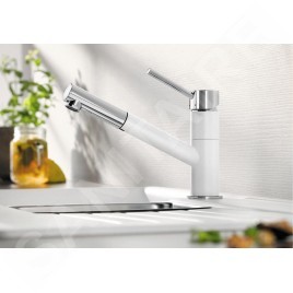 Blanco Kano S - Robinetterie d’évier avec douchette extractible, blanc/chrome 525040