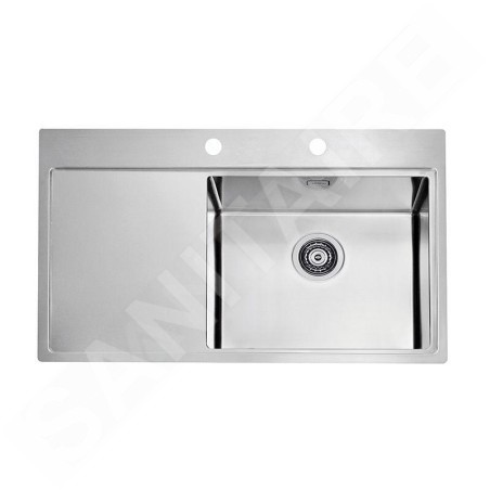 Alveus Pure - Évier 860x525 mm, avec commande du vidage, bac à droite, inox 1103653