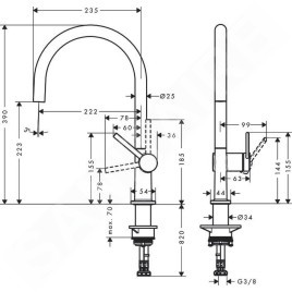 Hansgrohe M54 - Mitigeur d'évier Talis, chrome 72804000