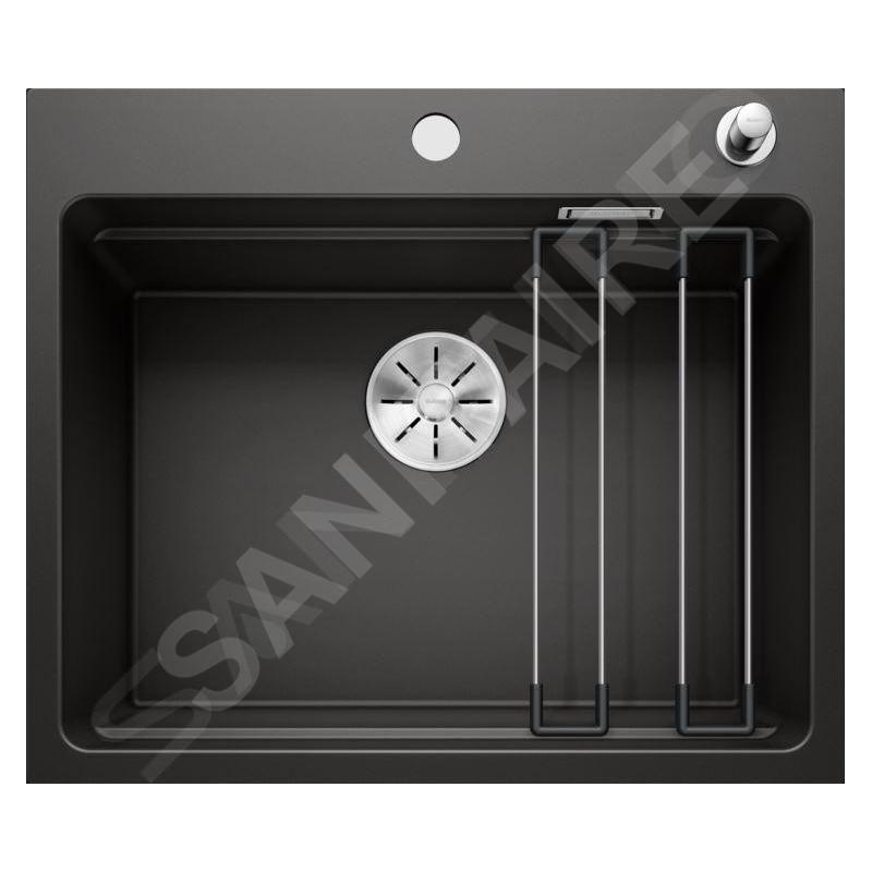 Blanco Etagon 6 - Évier en silgranit, 600x510 mm, avec commande de vidage et avec rails, noir 525889