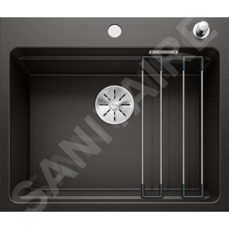Blanco Etagon 6 - Évier en silgranit, 600x510 mm, avec commande de vidage et avec rails, noir 525889