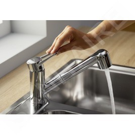 Blanco Wega S - Mitigeur d'évier avec douchette extractible, chrome 526416