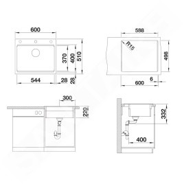 Blanco Etagon 6 - Évier en silgranit 60x51 mm, avec accessoires, noir 527746