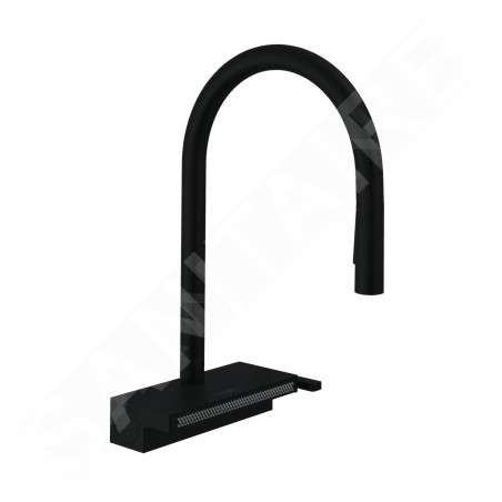Hansgrohe M81 - Mitigeur d'évier Aquno Select 170 avec douchette extractible et jet plat, noir mat 73837670