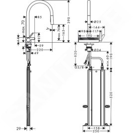 Hansgrohe M81 - Mitigeur d'évier Aquno Select avec douchette extractible et jet plat, sBox, chrome 73831000