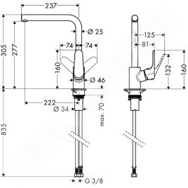 Hansgrohe Focus M41 - Mitigeur de cuisine 280 avec bec orientable, aspect inox 31817800