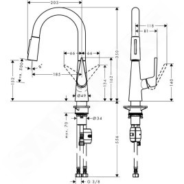 Hansgrohe Talis M51 - Mitigeur d'évier 160 avec douchette extractible, aspect inox 72815800