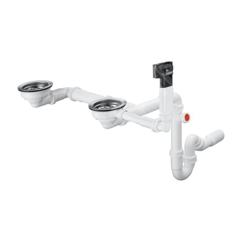 Hansgrohe Garnitures de vidage - Kit de trop-plein pour évier granit, deux bacs, chrome 43928000