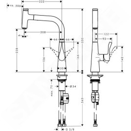 Hansgrohe Metris Select - Mitigeur d’évier 240 avec bec extractible, chrome 14857000
