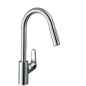 Hansgrohe Focus M41 - Mitigeur d'évier Focus avec douchette extractible, EcoSmart, chrome 31833000
