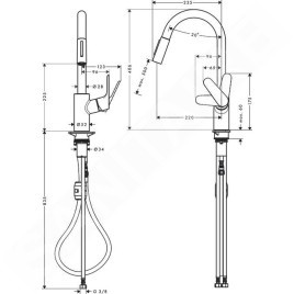 Hansgrohe Focus M41 - Mitigeur d'évier Focus avec douchette extractible, EcoSmart, chrome 31833000