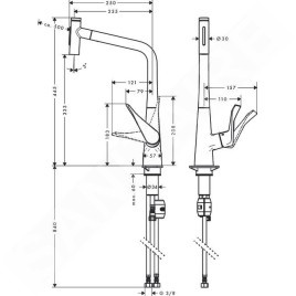 Hansgrohe M71 - Mitigeur d'évier Metris Select avec douchette extractible, chrome 73820000