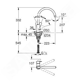 Grohe BauEdge - Mitigeur d'évier, chrome 31233001