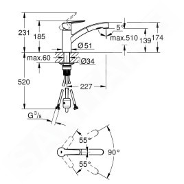 Grohe QuickFix Start - Mitigeur d'évier avec douchette extractible, noir mat 305312431