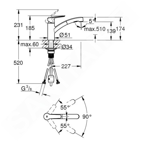 Grohe QuickFix Start - Mitigeur d'évier avec douchette extractible, noir mat 305312431
