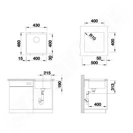 Blanco Subline 400 - Évier en silgranit, 430x460 mm, InFino, tartufo 523429