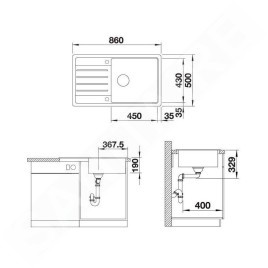 Blanco Legra XL 6 - Évier en silgranit, 860x500 mm, blanc 523328
