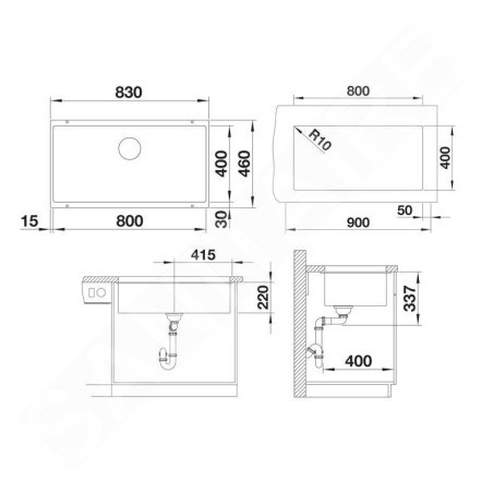 Blanco Subline 800 - Évier en Silgranit, 830x460 mm, InFino, anthracite 523141