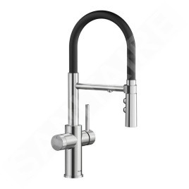 Blanco Catris S - Mitigeur d’évier avec fonction filtrante et bras flexible, chrome/noir 526706