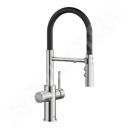 Blanco Catris S - Mitigeur d’évier avec fonction filtrante et bras flexible, chrome/noir 526706