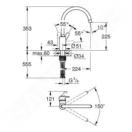 Grohe Get - Mitigeur d'évier, chrome 31494001
