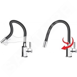 Novaservis Ferro - Robinetterie d’évier avec bec flexible, noir/chrome 70710,0C