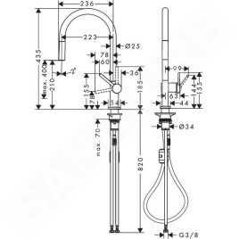 Hansgrohe M54 - Mitigeur d’évier Talis avec manchon de fermeture extractible, noir mat 72802670