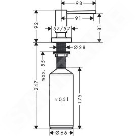 Hansgrohe Accessoires - Distributeur de savon liquide mural, inox 40468800