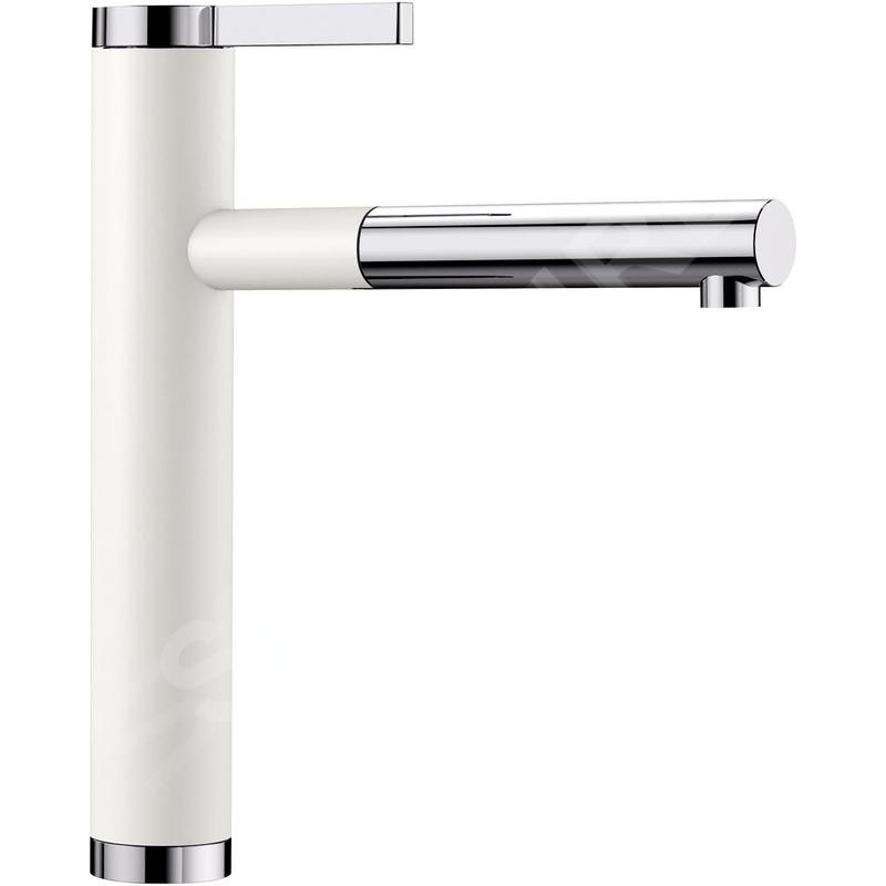 Blanco Linee S - Robinetterie d’évier avec douchette extractible, blanc/chrome 518441