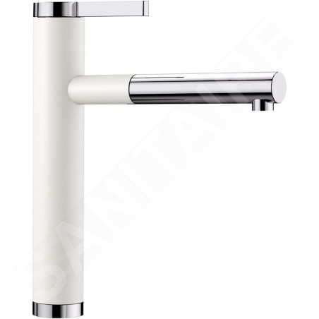 Blanco Linee S - Robinetterie d’évier avec douchette extractible, blanc/chrome 518441