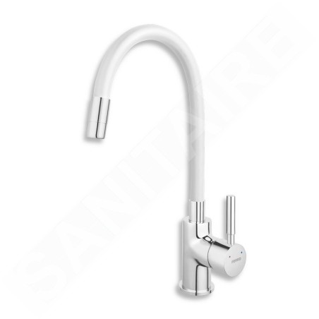 Novaservis Ferro - Robinetterie d’évier avec bras flexible, blanc/chrome 70710,0B