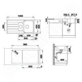 Blanco Lemis 6 - Évier, 1000x500 mm, inox brossé 523032