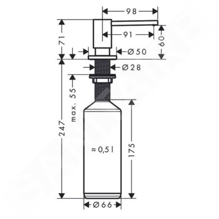Axor Uno - Distributeur de savon liquide, 500 ml, chrome 42818000