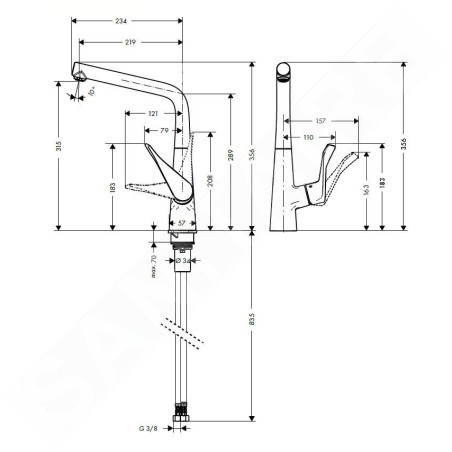 Hansgrohe Metris New - Mitigeur de cuisine pour une installation sous fenêtre, chrome 14823000