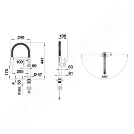 Blanco Culina S - Mitigeur d’évier avec bras flexible et douchette, platine 527703