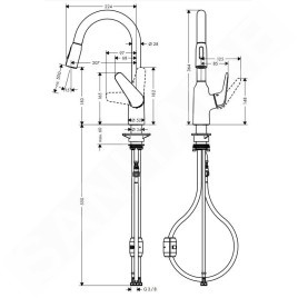 Hansgrohe Focus M42 - Mitigeur d'évier M429-H180 ECO, avec bec extractible, chrome 71862000