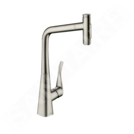 Hansgrohe M71 - Mitigeur d'évier Metris Select avec douchette extractible, simili inox 73820800