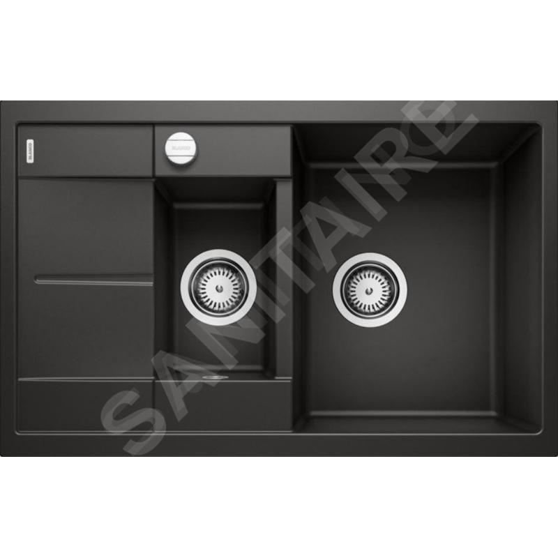 Blanco Metra 6 - Évier en silgranit, 780x500 mm, avec commande de vidage, noir 525925